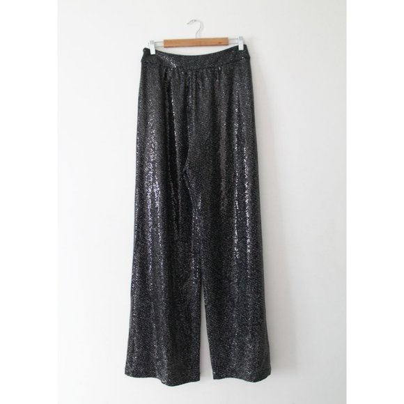 Ramy Brook New York Gavin Metallic Wide-Leg Pant Black Size 10 - Picture 6 of 8